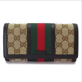 グッチ 長財布 スーパーコピーGUCCI 財布 二つ折りフラップ ヴィンテージ ウェブ キャンバス ベージュ×ブラック 409440 KQW5G 9775