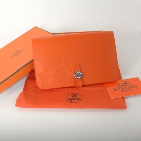 エルメスコピー HERMES 長財布 ドゴン GM 長財布 シルバー金具 オレンジ hermeswallet15