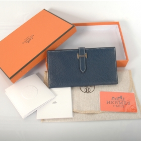 エルメスコピー 長財布 ベアンスフレ マチ有り ブルー×シルバー金具 HERMES 財布 hermeswallet28