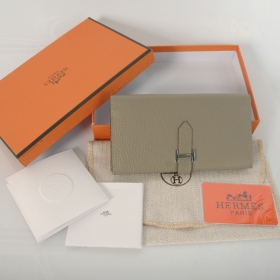 エルメスコピー 長財布 ベアンスフレ マチ有り グレー×シルバー金具 HERMES 財布 hermeswallet30