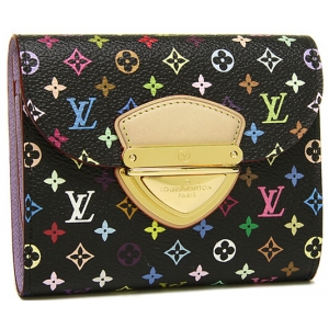 ルイヴィトン コピー 財布 LOUIS VUITTON モノグラムマルチカラー ポルトフォイユジョイ 2つ折り財布 ノワール／ウ゛ィオレM60283