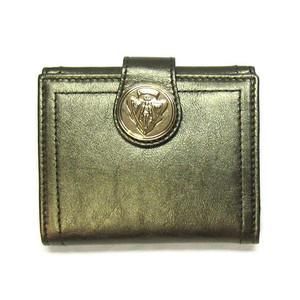 グッチ スーパーコピー　財布　Wホック小　メタリックレザー　クレストボタン　ブロンズグリーン　190347