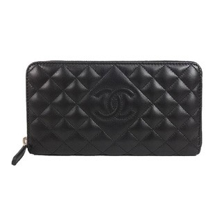 2014年 クルーズライン 新作 CHANEL シャネル ココマーク ラウンド 長財布 黒 ラムスキン A80110 新品