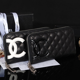 シャネル 長財布 CHANEL シャネル 財布 ラウンドファスナー カンボンライン レザー ココマーク キルティング ブラック×ピンク A50078a/A50078b