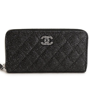 シャネル 長財布 CHANEL シャネル 財布 ラウンドファスナー 『2013/2014年新作』チェーンミー マトラッセ レザー ラメ ブラック A80003