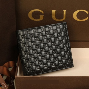 GUCCI グッチ 財布 メンズ 二つ折り 札入れ マイクログッチッシマ ブラックｘカーフ ボルドー 256438